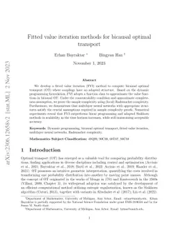 Fitted value iteration methods for bicausal optimal transport