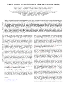 Towards quantum enhanced adversarial robustness in machine learning