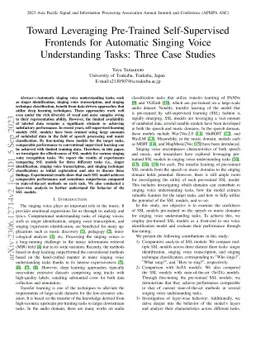 Toward Leveraging Pre-Trained Self-Supervised Frontends for Automatic
  Singing Voice Understanding Tasks: Three Case Studies