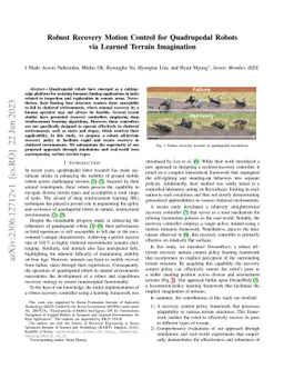Robust Recovery Motion Control for Quadrupedal Robots via Learned
  Terrain Imagination