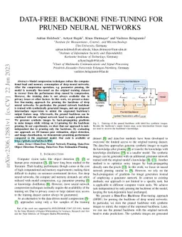 Data-Free Backbone Fine-Tuning for Pruned Neural Networks