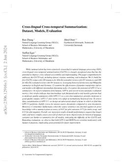 Cross-lingual Cross-temporal Summarization: Dataset, Models, Evaluation