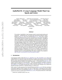 AudioPaLM: A Large Language Model That Can Speak and Listen