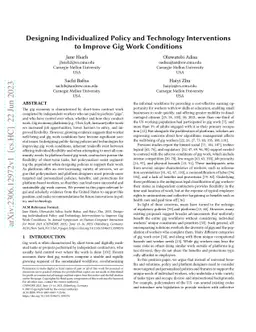 Designing Individualized Policy and Technology Interventions to Improve
  Gig Work Conditions