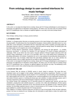 From ontology design to user-centred interfaces for music heritage