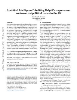 Apolitical Intelligence? Auditing Delphi's responses on controversial
  political issues in the US