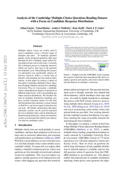 Analysis of the Cambridge Multiple-Choice Questions Reading Dataset with
  a Focus on Candidate Response Distribution