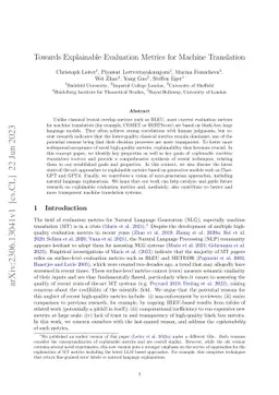 Towards Explainable Evaluation Metrics for Machine Translation