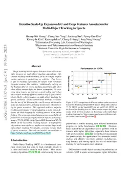 Iterative Scale-Up ExpansionIoU and Deep Features Association for
  Multi-Object Tracking in Sports