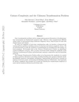 Unitary Complexity and the Uhlmann Transformation Problem