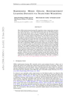 Harnessing Mixed Offline Reinforcement Learning Datasets via Trajectory
  Weighting