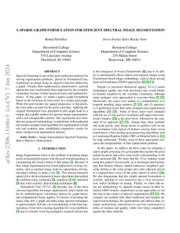 A Sparse Graph Formulation for Efficient Spectral Image Segmentation