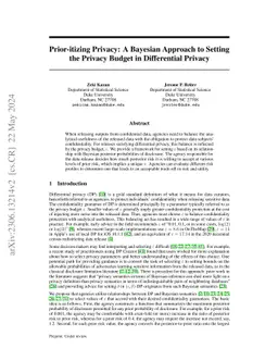 Prior-itizing Privacy: A Bayesian Approach to Setting the Privacy Budget
  in Differential Privacy