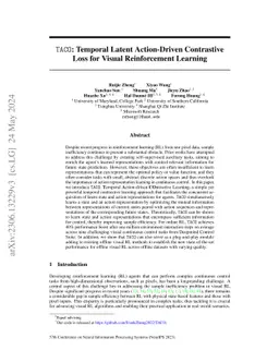 TACO: Temporal Latent Action-Driven Contrastive Loss for Visual
  Reinforcement Learning