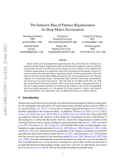 The Inductive Bias of Flatness Regularization for Deep Matrix
  Factorization