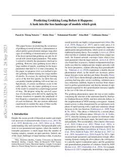 Predicting Grokking Long Before it Happens: A look into the loss
  landscape of models which grok