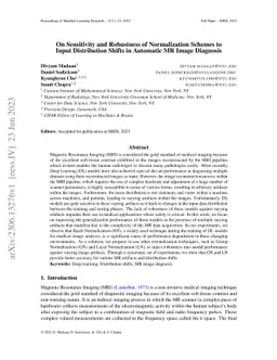 On Sensitivity and Robustness of Normalization Schemes to Input
  Distribution Shifts in Automatic MR Image Diagnosis