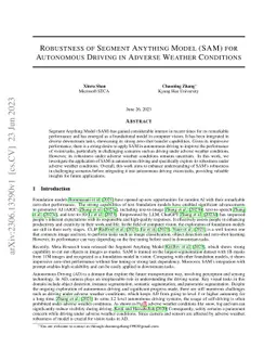 Robustness of Segment Anything Model (SAM) for Autonomous Driving in
  Adverse Weather Conditions