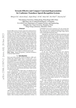 Towards Effective and Compact Contextual Representation for Conformer
  Transducer Speech Recognition Systems