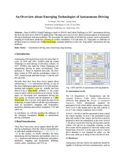 An Overview about Emerging Technologies of Autonomous Driving