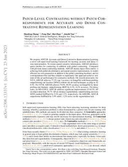 Patch-Level Contrasting without Patch Correspondence for Accurate and
  Dense Contrastive Representation Learning