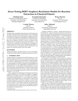 Stress Testing BERT Anaphora Resolution Models for Reaction Extraction
  in Chemical Patents