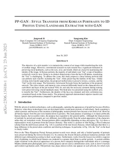 PP-GAN : Style Transfer from Korean Portraits to ID Photos Using
  Landmark Extractor with GAN