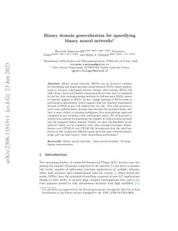 Binary domain generalization for sparsifying binary neural networks