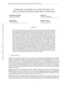 Comparing the Efficacy of Fine-Tuning and Meta-Learning for Few-Shot
  Policy Imitation