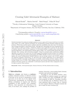 Creating Valid Adversarial Examples of Malware