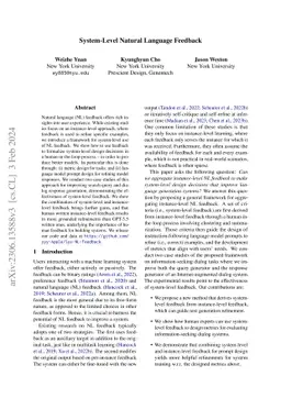 System-Level Natural Language Feedback