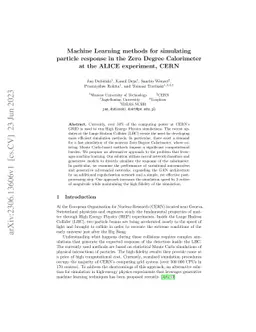Machine Learning methods for simulating particle response in the Zero
  Degree Calorimeter at the ALICE experiment, CERN