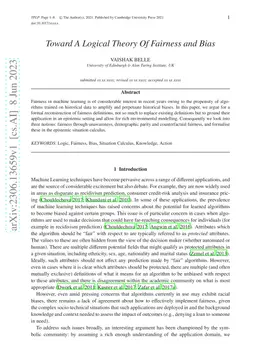 Toward A Logical Theory Of Fairness and Bias