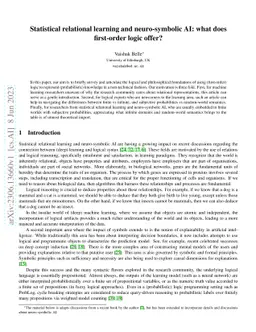 Statistical relational learning and neuro-symbolic AI: what does
  first-order logic offer?