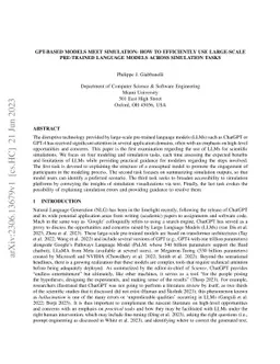 GPT-Based Models Meet Simulation: How to Efficiently Use Large-Scale
  Pre-Trained Language Models Across Simulation Tasks
