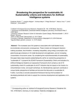 Broadening the perspective for sustainable AI: Comprehensive
  sustainability criteria and indicators for AI systems
