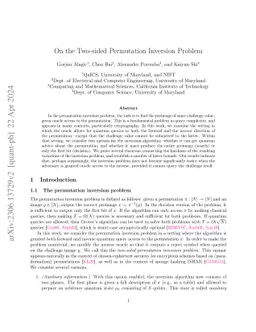On the Two-sided Permutation Inversion Problem