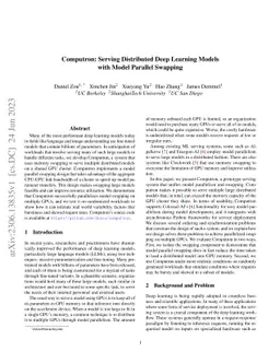 Computron: Serving Distributed Deep Learning Models with Model Parallel
  Swapping