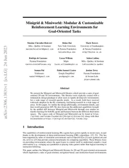 Minigrid & Miniworld: Modular & Customizable Reinforcement Learning
  Environments for Goal-Oriented Tasks