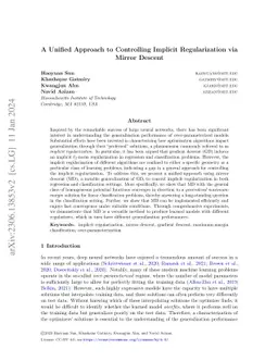 A Unified Approach to Controlling Implicit Regularization via Mirror
  Descent