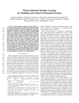 Physics-Informed Machine Learning for Modeling and Control of Dynamical
  Systems