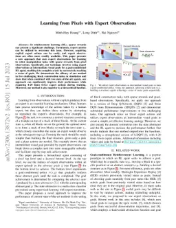Learning from Pixels with Expert Observations