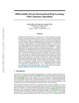 Differentially Private Decentralized Deep Learning with Consensus
  Algorithms
