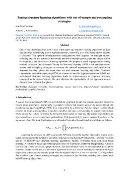 Tuning structure learning algorithms with out-of-sample and resampling
  strategies