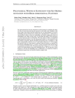 Polynomial Width is Sufficient for Set Representation with
  High-dimensional Features