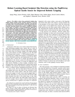 Robust Learning-Based Incipient Slip Detection using the PapillArray
  Optical Tactile Sensor for Improved Robotic Gripping