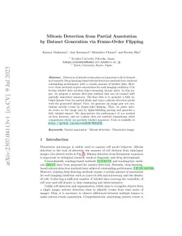 Mitosis Detection from Partial Annotation by Dataset Generation via
  Frame-Order Flipping