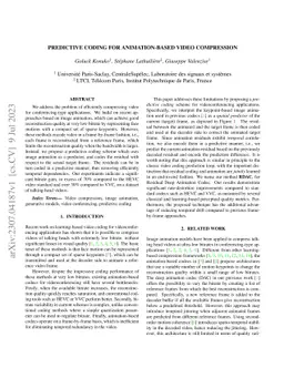 Predictive Coding For Animation-Based Video Compression