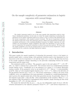 On the sample complexity of parameter estimation in logistic regression
  with normal design