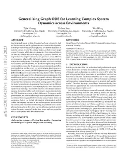 Generalizing Graph ODE for Learning Complex System Dynamics across
  Environments